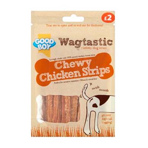 Dog Treats Chicken Strips Wagtastic 80g