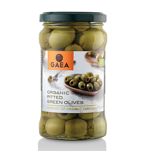 Olives in Brine Pitted Green ORGANIC GLUTEN FREE Gaea 290g